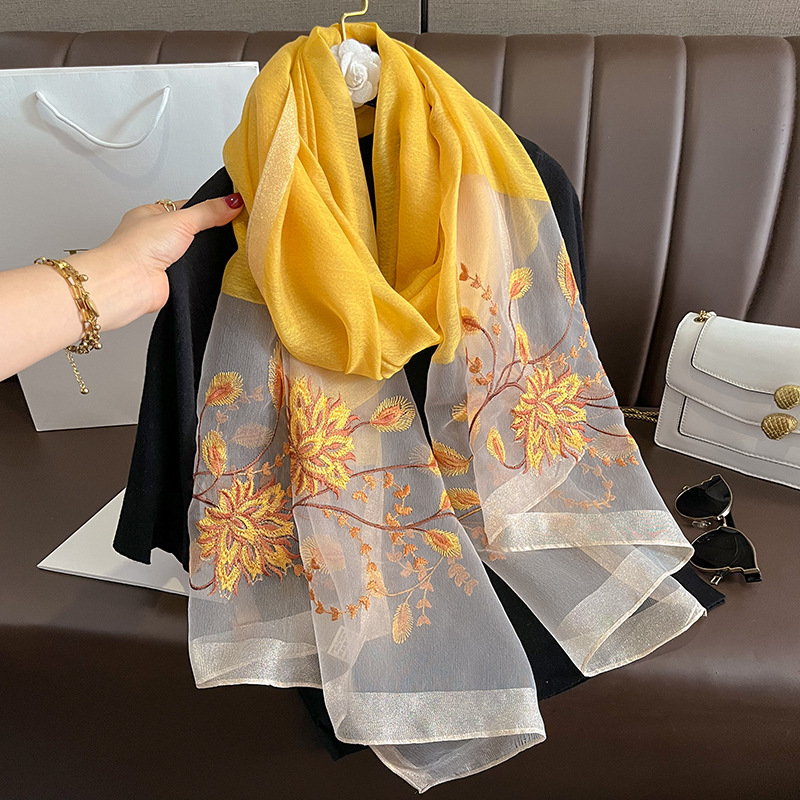 Woven Scarf Blanket - Écharpe en Soie Unie Printemps-Été pour